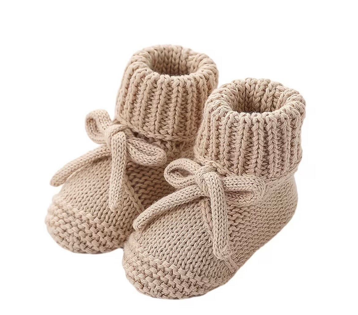 Hand-Knitted Baby Booties – Soft Cotton Newborn Shoes