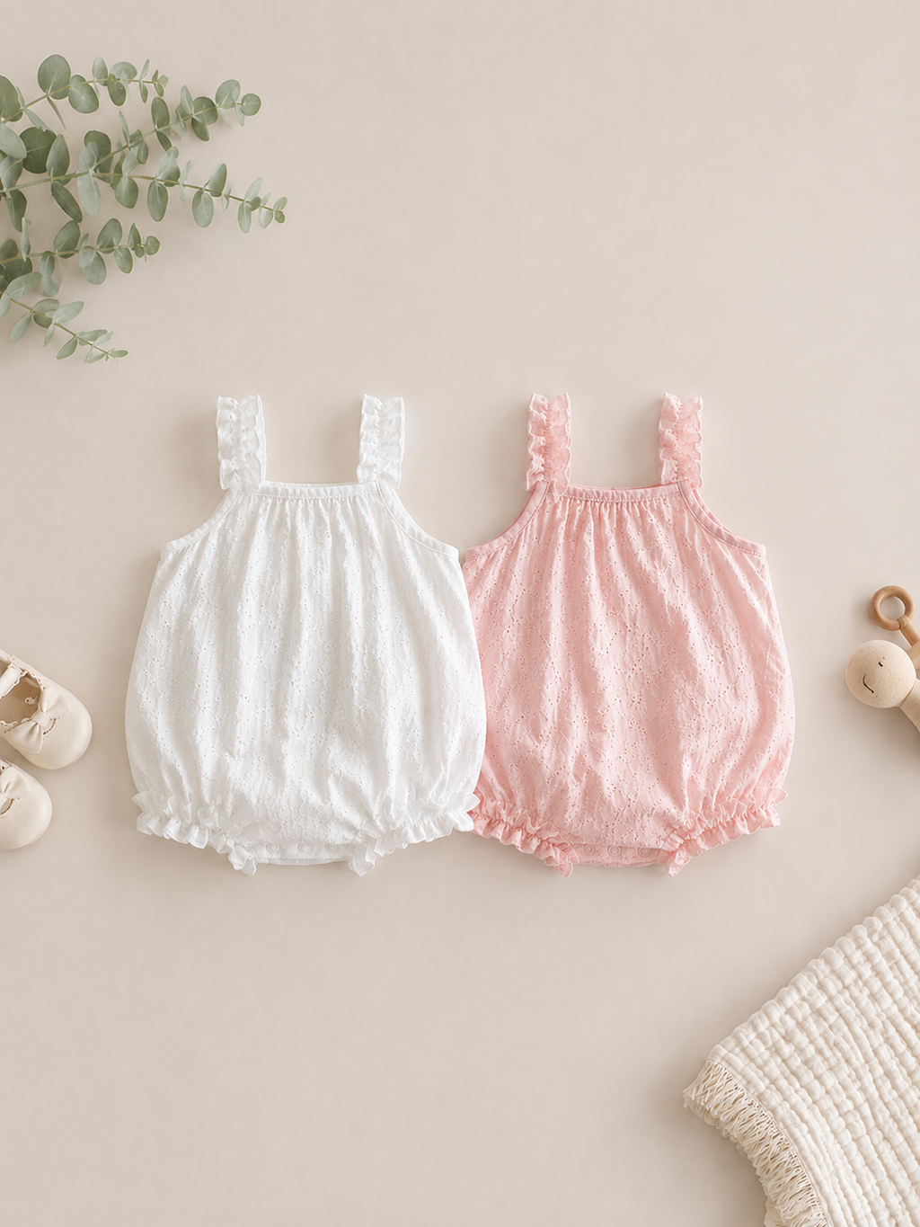 Vintage Eyelet Lace Baby Romper