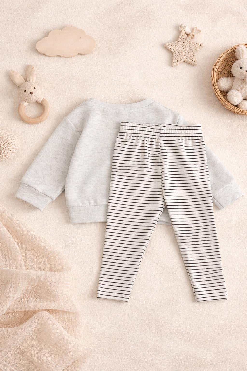 "Bon Appétit" Sweatshirt & Striped Leggings Set
