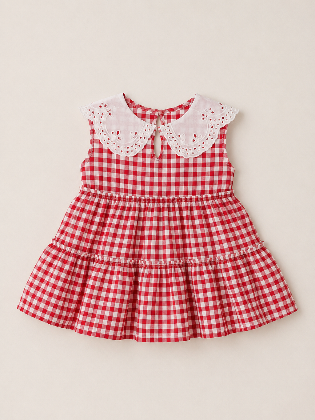 Strawberry Gingham Summer Dress - Blue