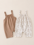 Neutral Muslin Romper 2-Pack – Beige & Floral