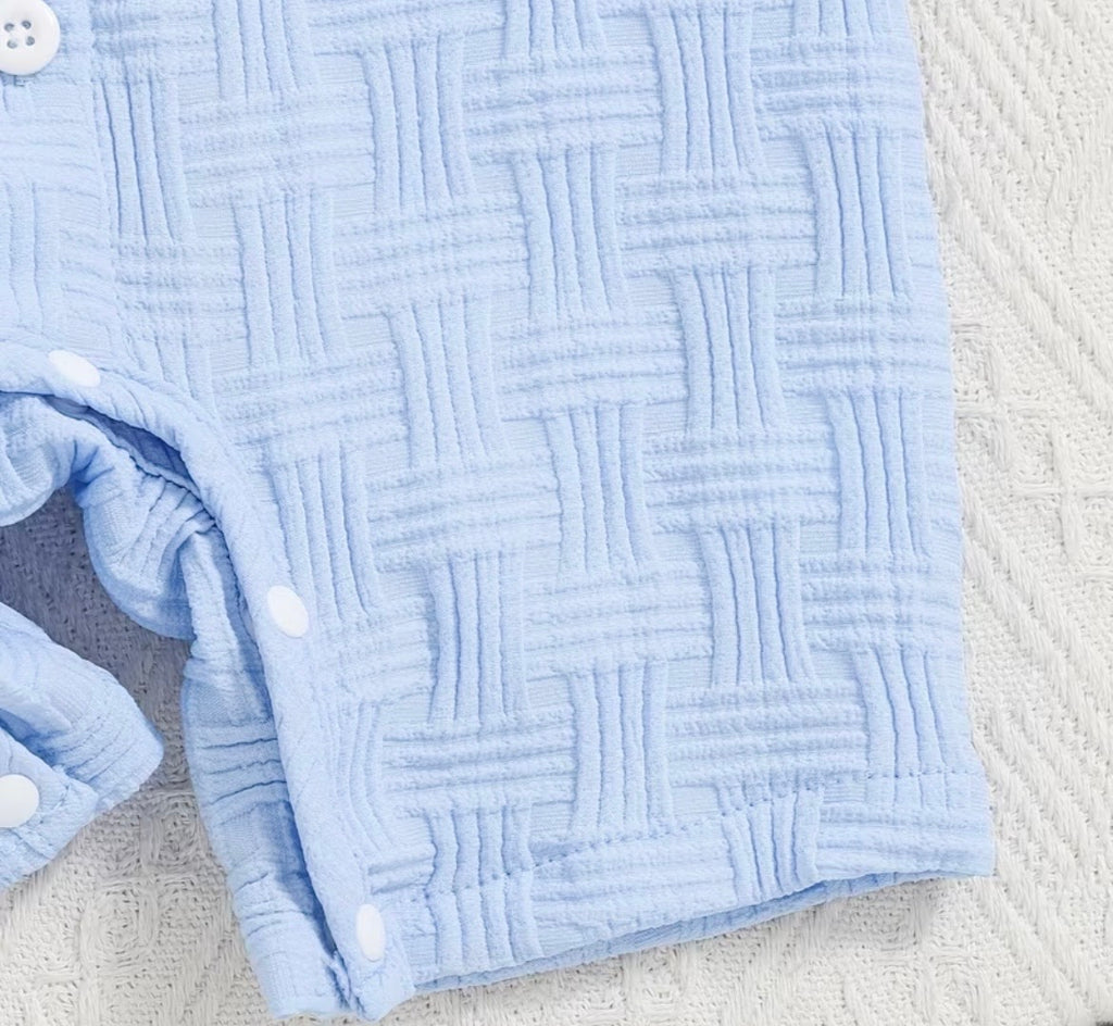 Sky Blue Button-Up Romper