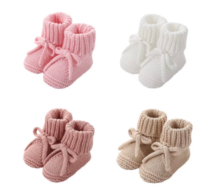 Hand-Knitted Baby Booties – Soft Cotton Newborn Shoes