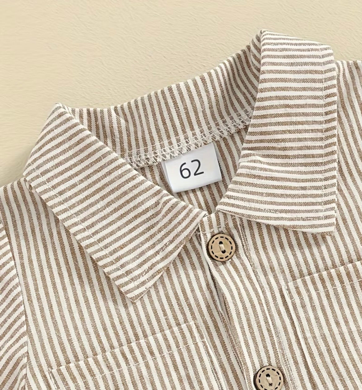 Classic Striped Button-Up Short Sleeve Romper