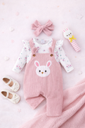 Blush Bunny Corduroy Dungaree Set