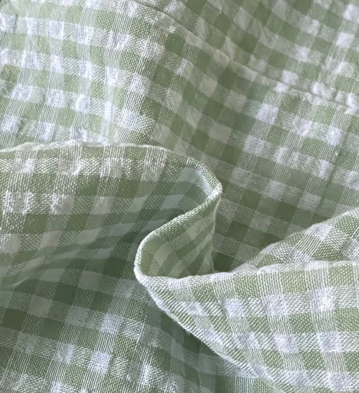 Green Gingham Bear Overalls Set