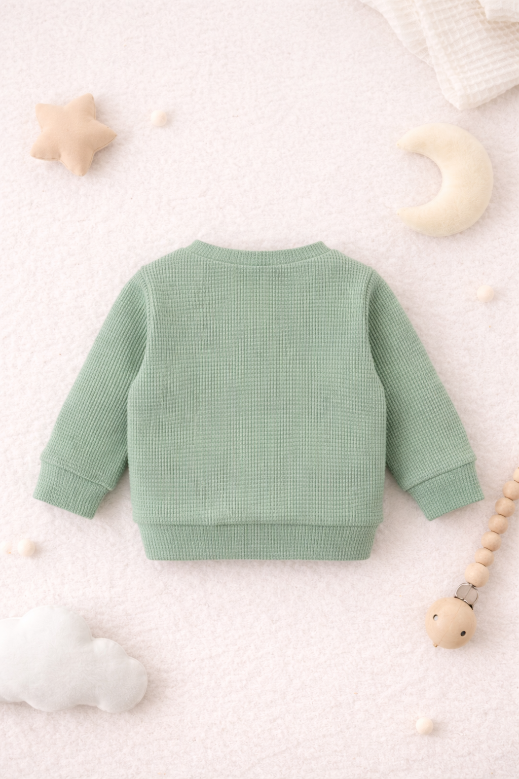 Green Rainbow Waffle Knit Sweatshirt