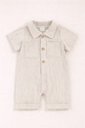 Classic Striped Button-Up Short Sleeve Romper
