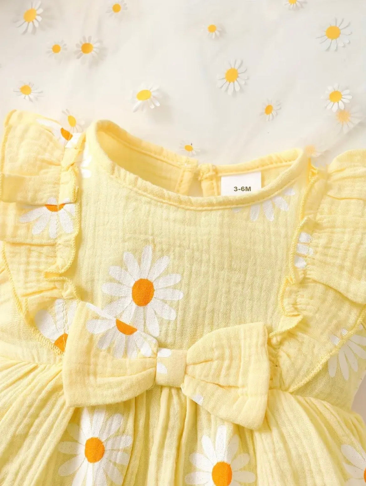 Yellow Daisy Print Dress with Matching Headband