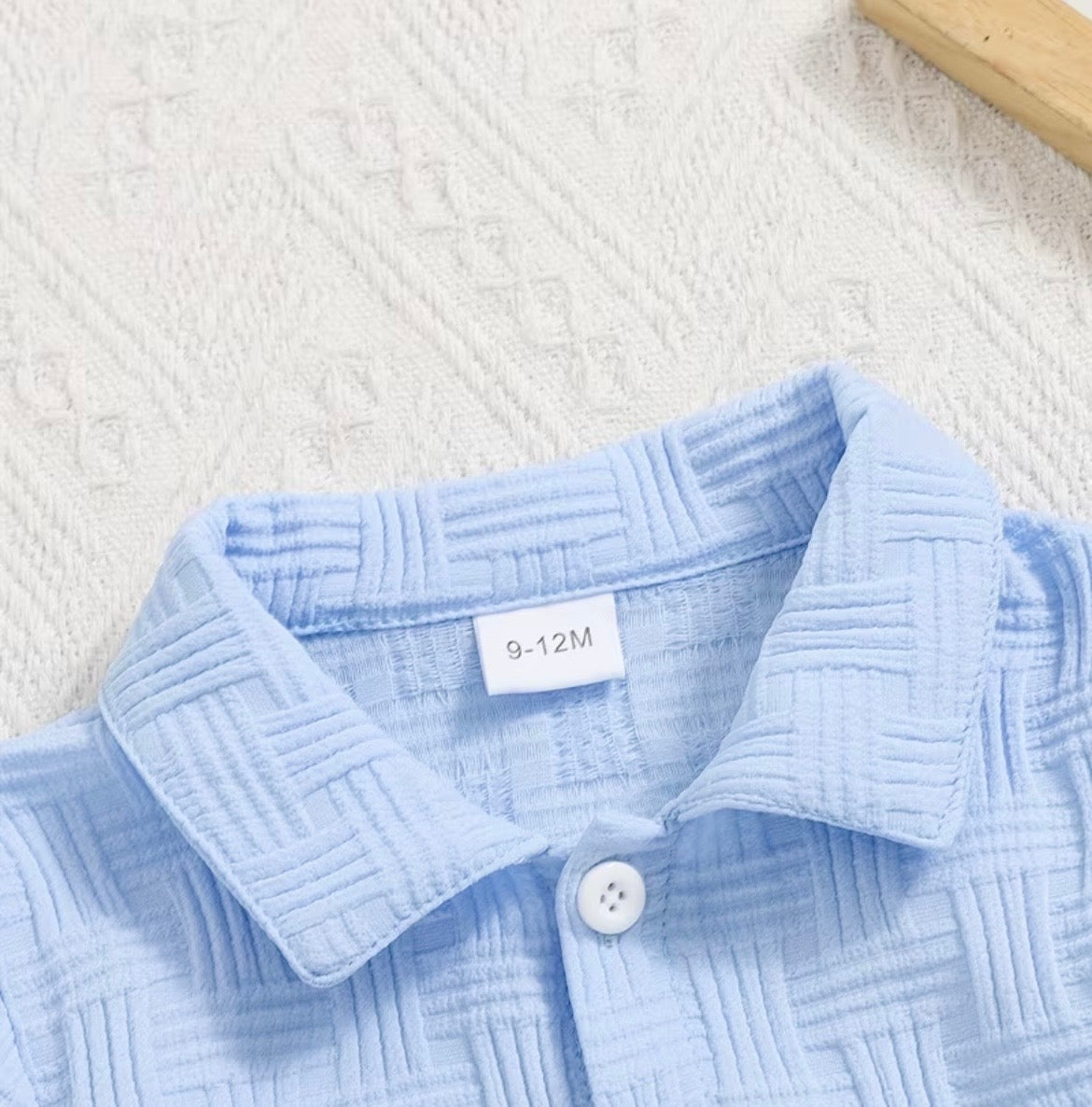 Sky Blue Button-Up Romper
