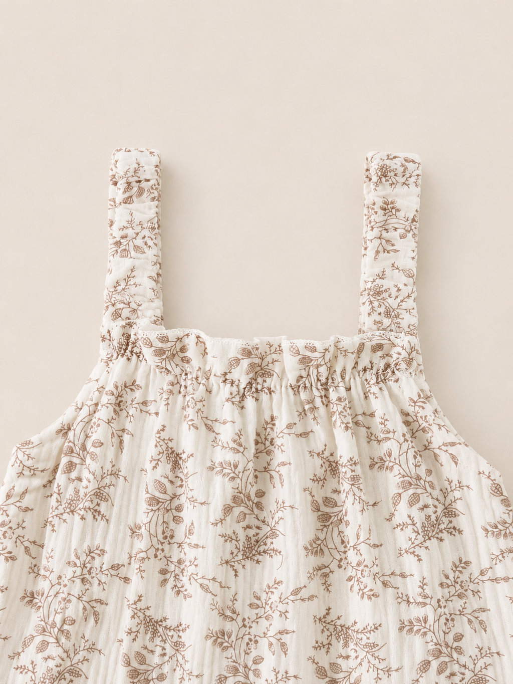 Neutral Muslin Romper 2-Pack – Beige & Floral