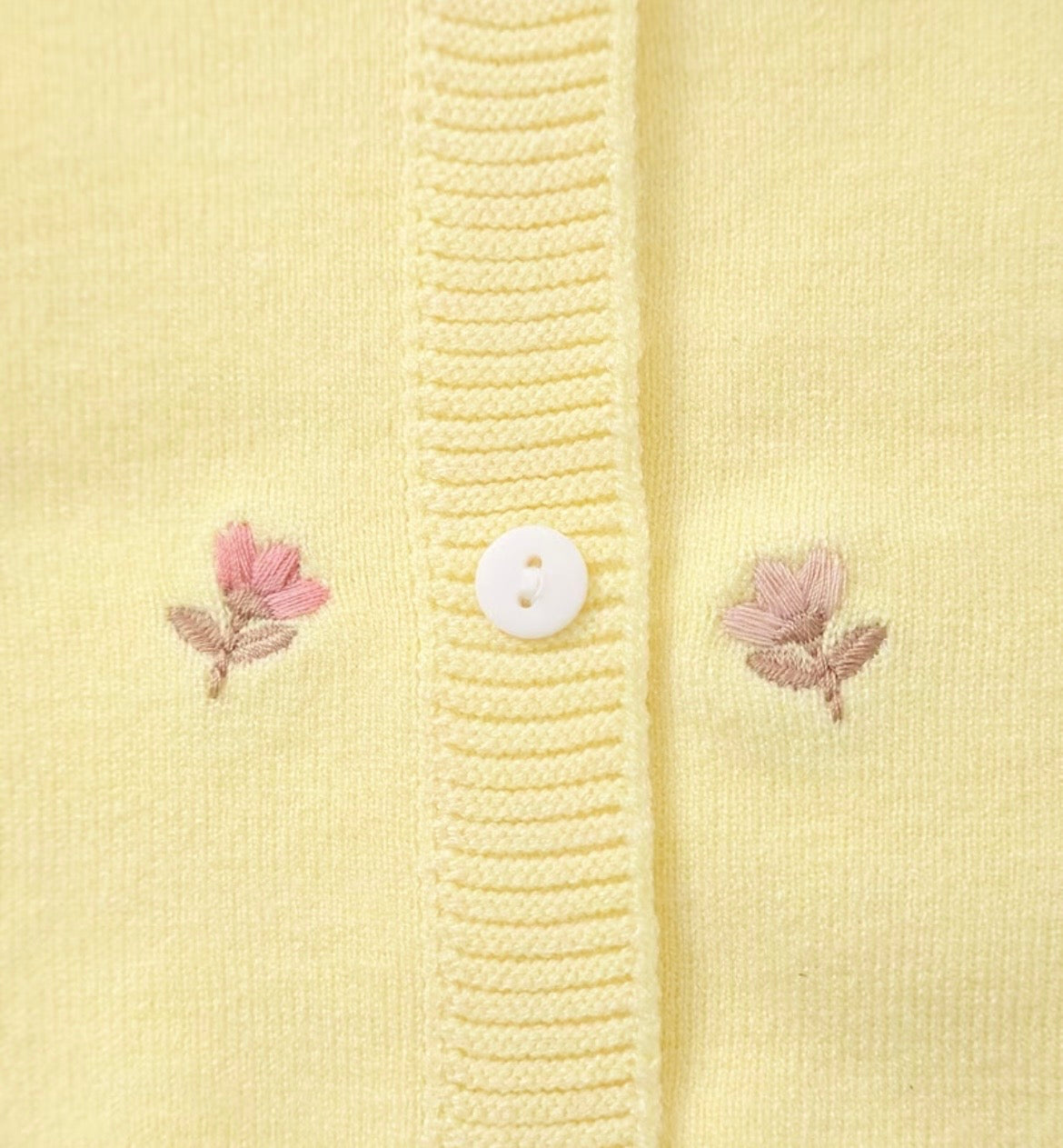 Pastel Yellow Floral Knit Cardigan