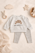 "Bon Appétit" Sweatshirt & Striped Leggings Set