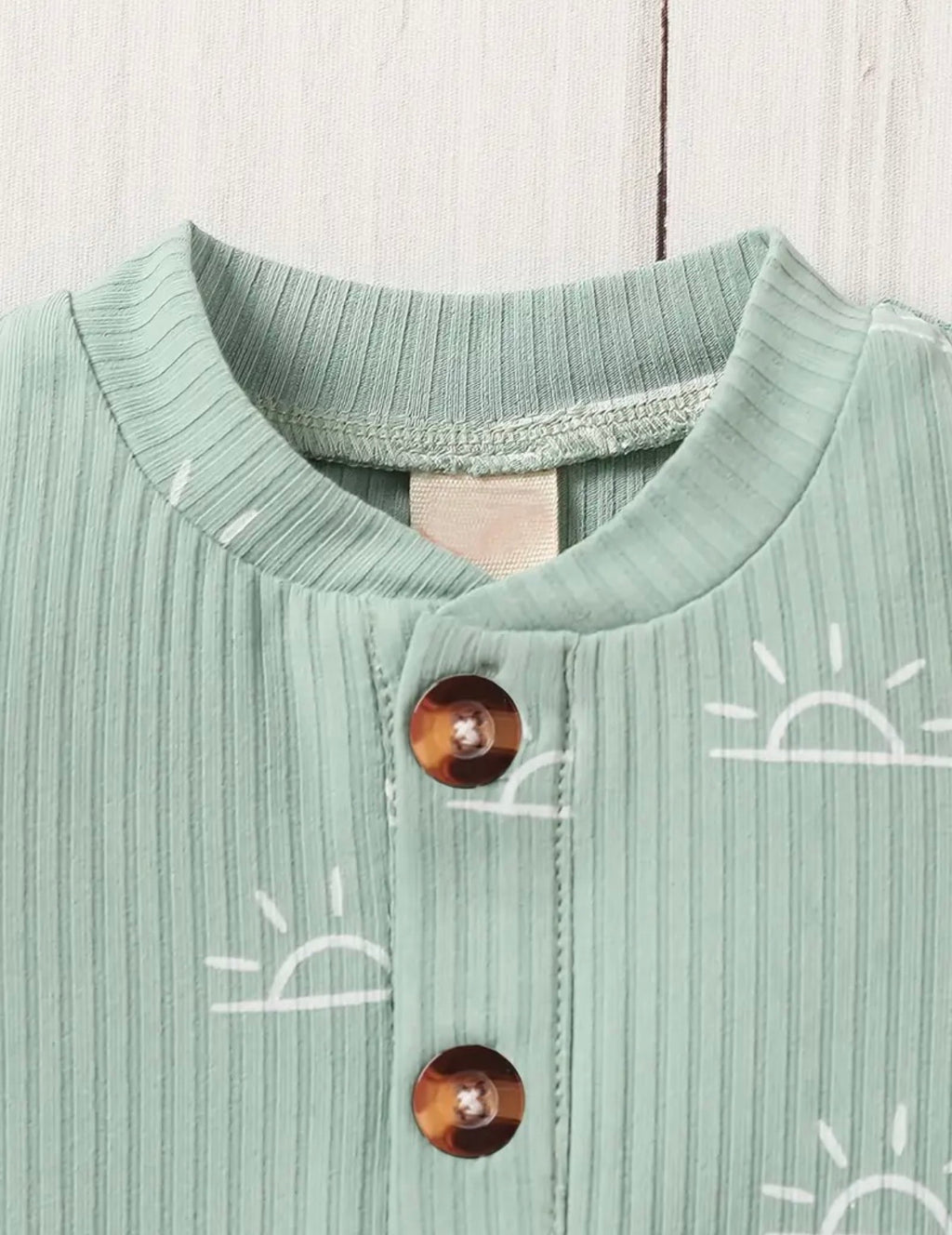 Sage Green Sun Print Romper & Shorts Set