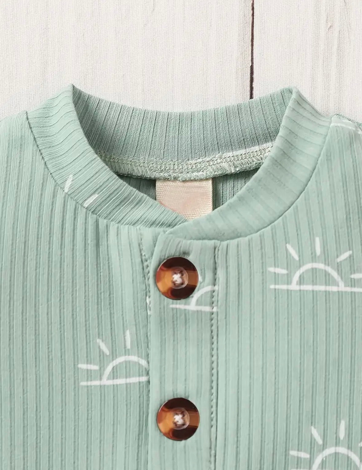 Sage Green Sun Print Romper & Shorts Set