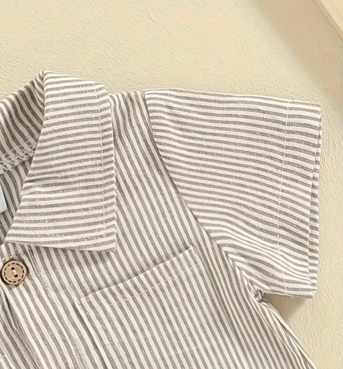 Classic Striped Button-Up Short Sleeve Romper