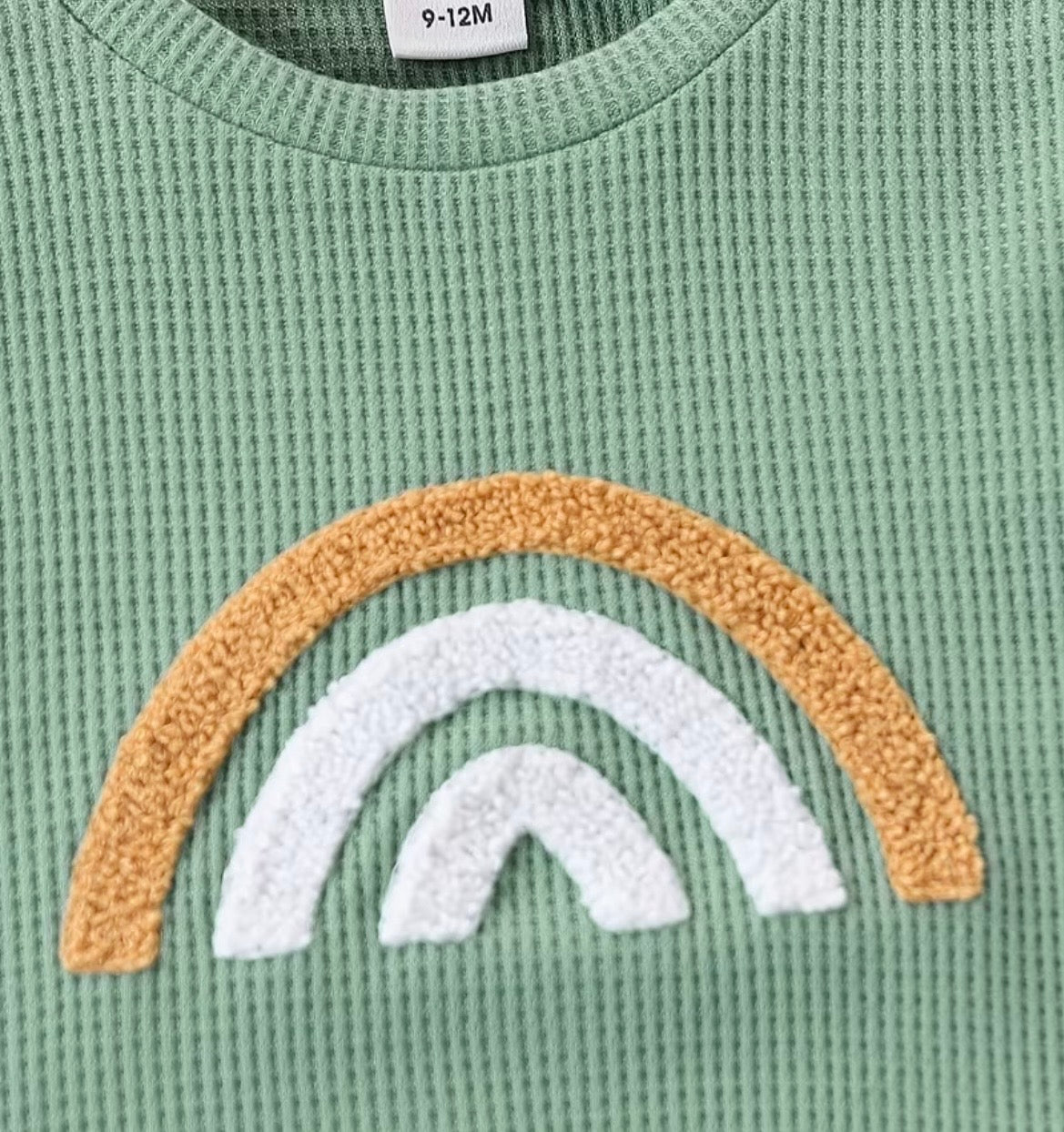 Green Rainbow Waffle Knit Sweatshirt