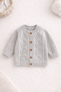 Classic Cable Knit Cardigan - Grey