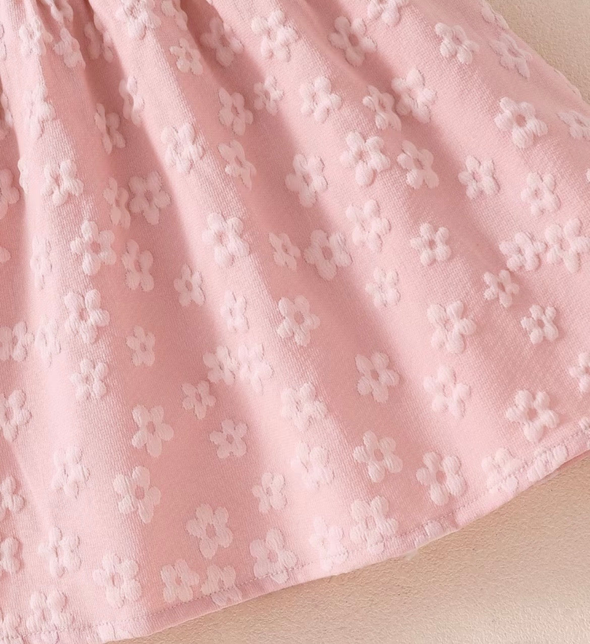 Floral Pink & White Dress with Bow Headband