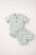 Sage Green Sun Print Romper & Shorts Set