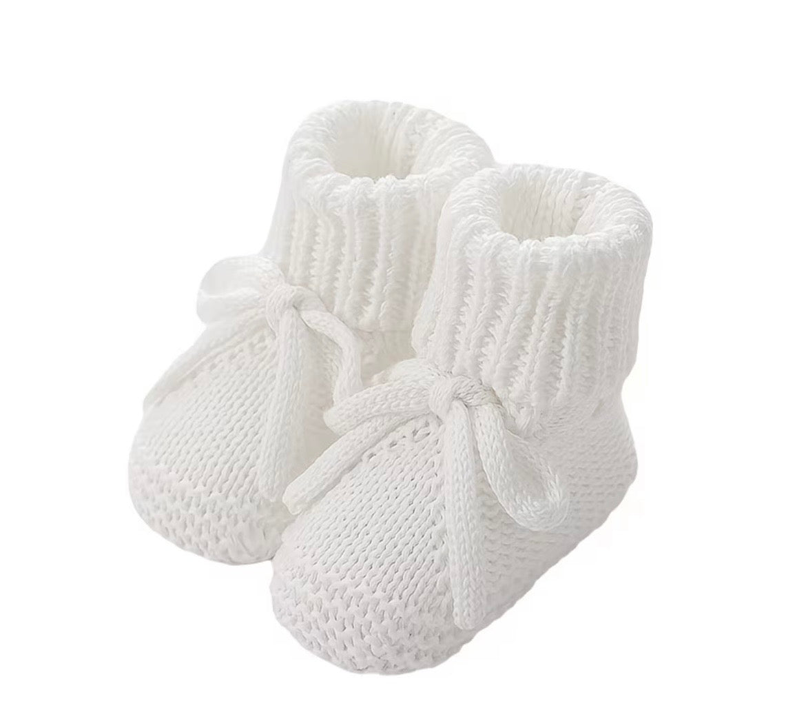 Hand-Knitted Baby Booties – Soft Cotton Newborn Shoes