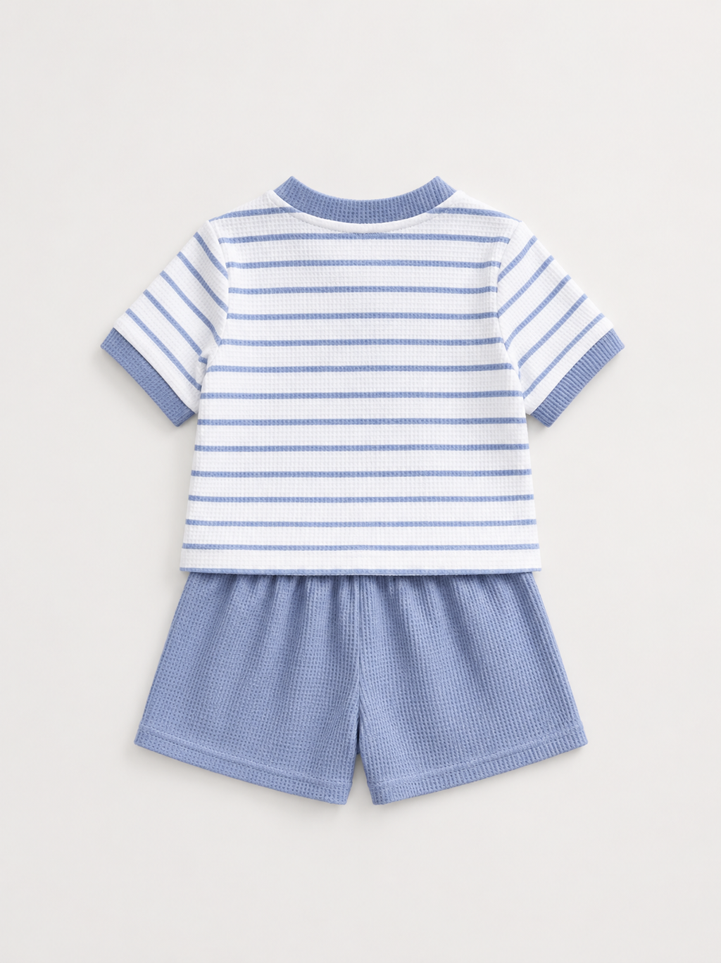 Stripe Waffle Knit Shorts Set