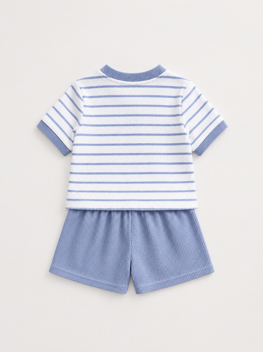 Stripe Waffle Knit Shorts Set