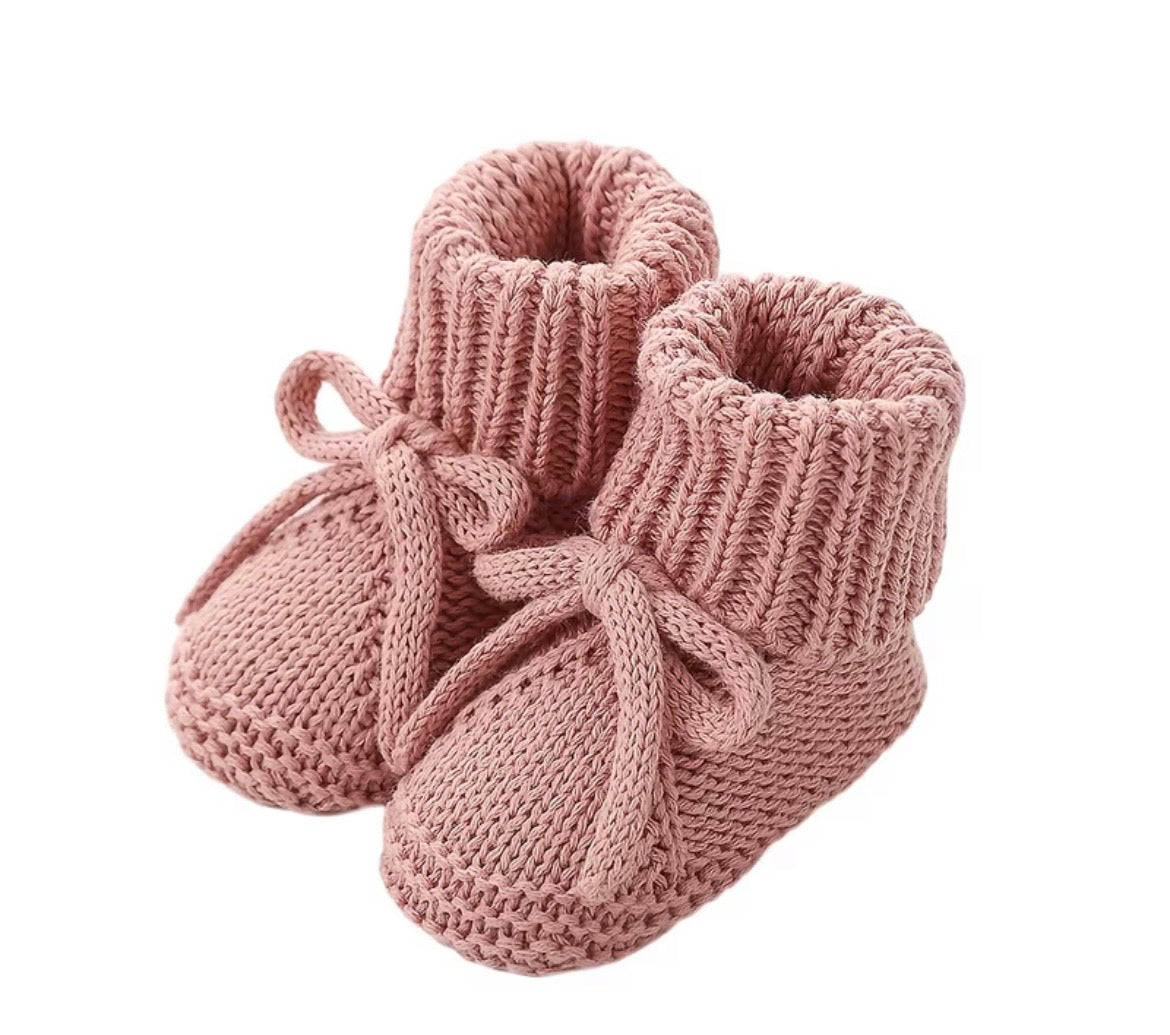 Hand-Knitted Baby Booties – Soft Cotton Newborn Shoes