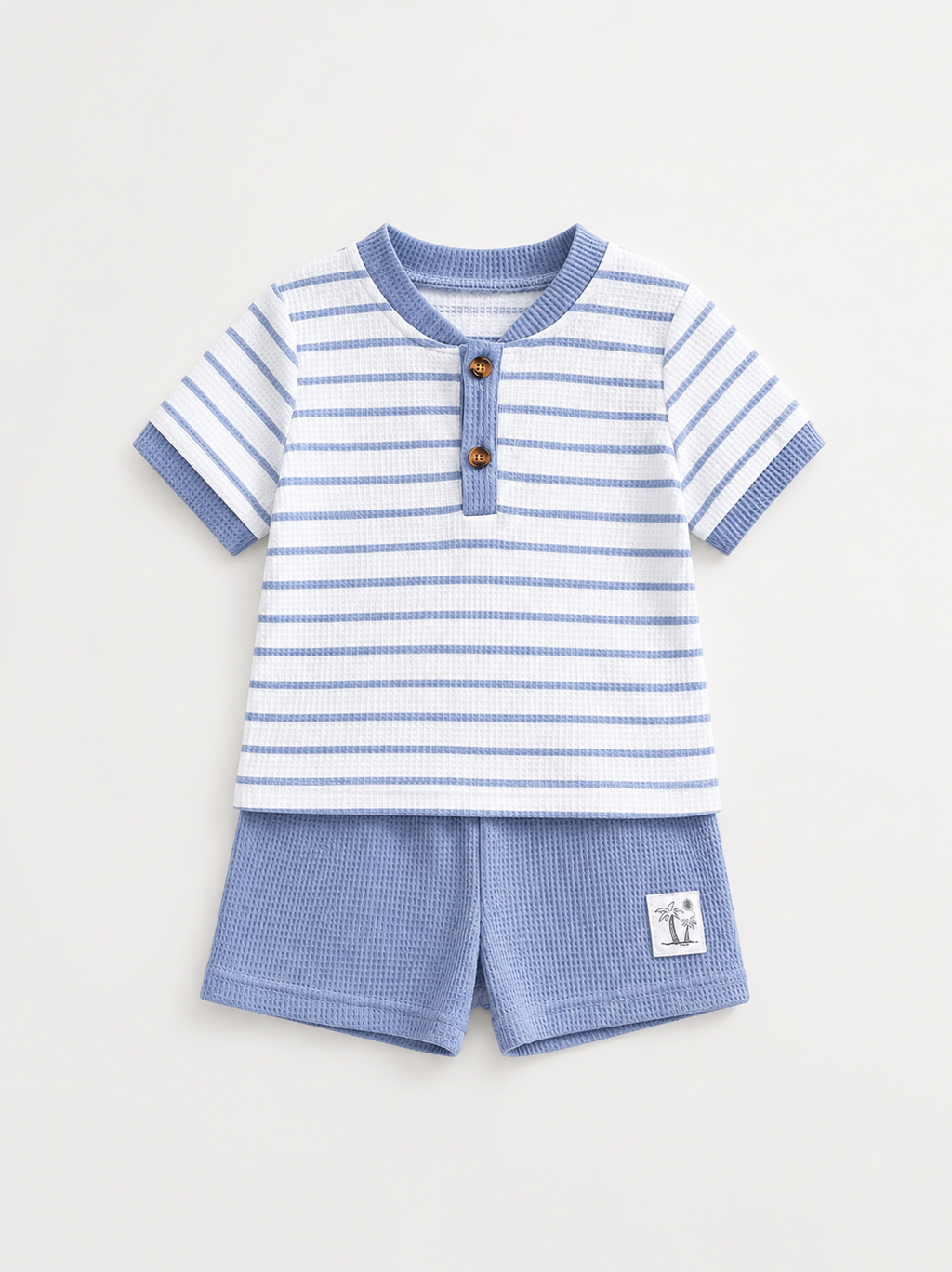 Stripe Waffle Knit Shorts Set