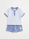 Stripe Waffle Knit Shorts Set
