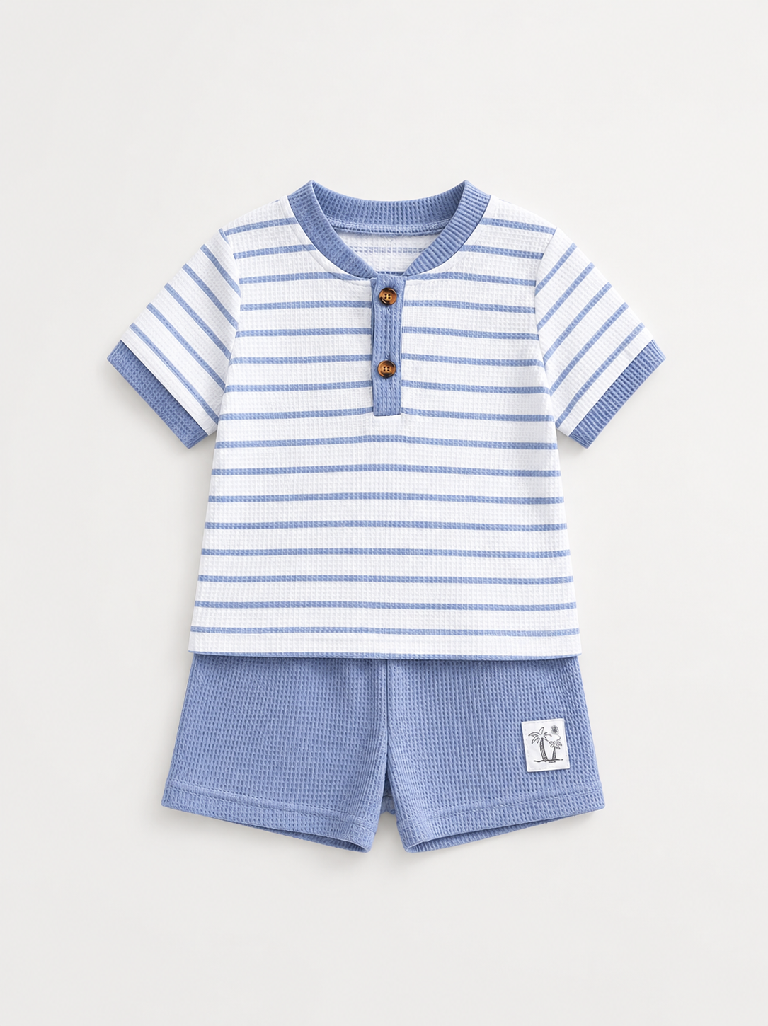 Stripe Waffle Knit Shorts Set