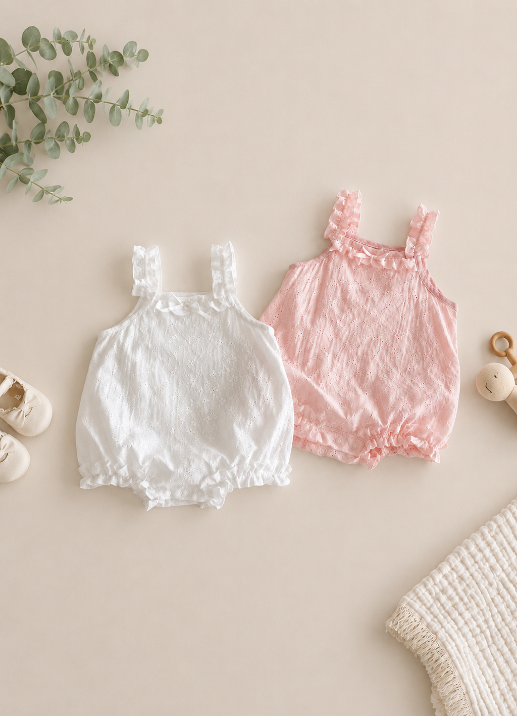 Vintage Eyelet Lace Baby Romper