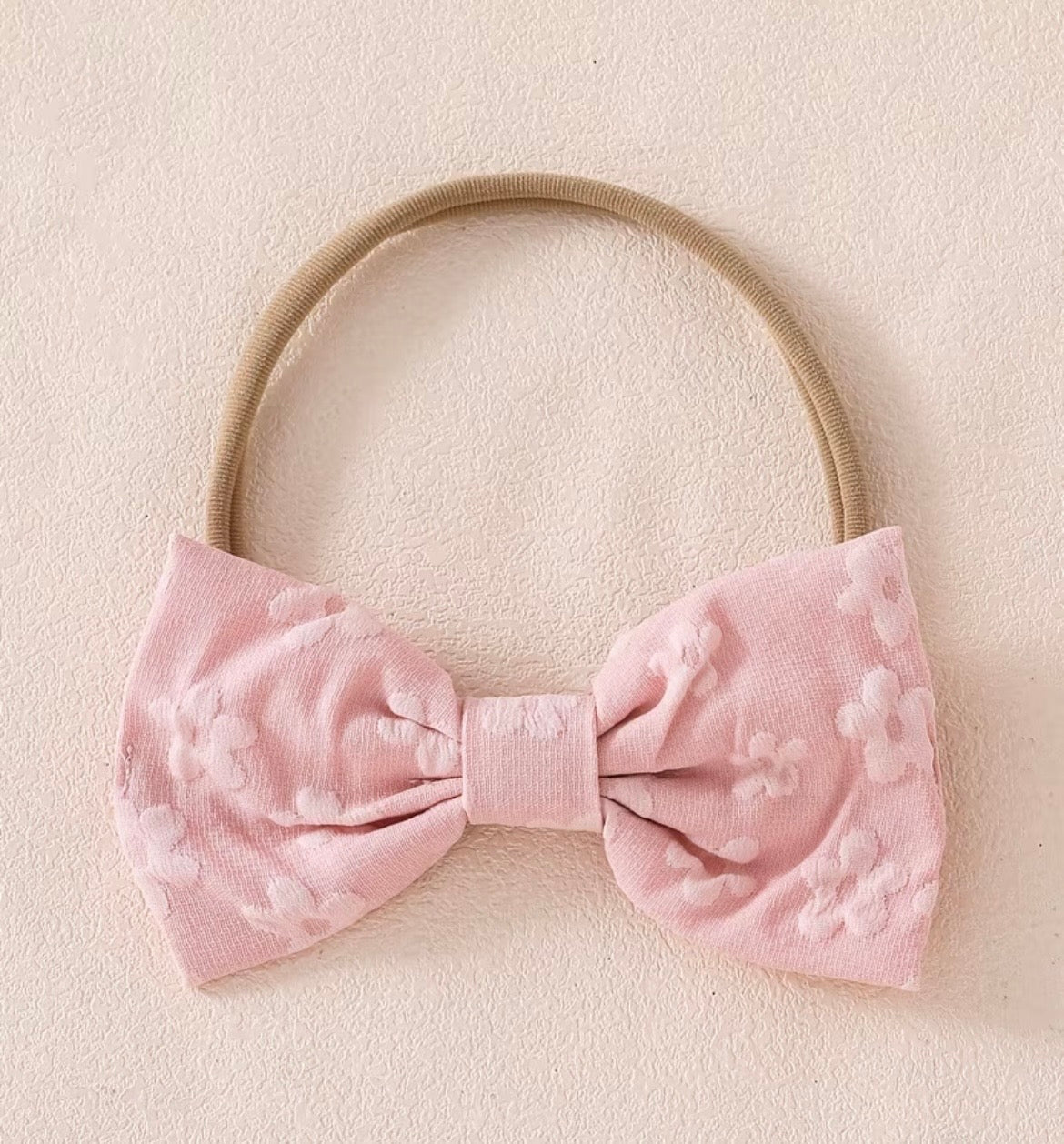 Floral Pink & White Dress with Bow Headband
