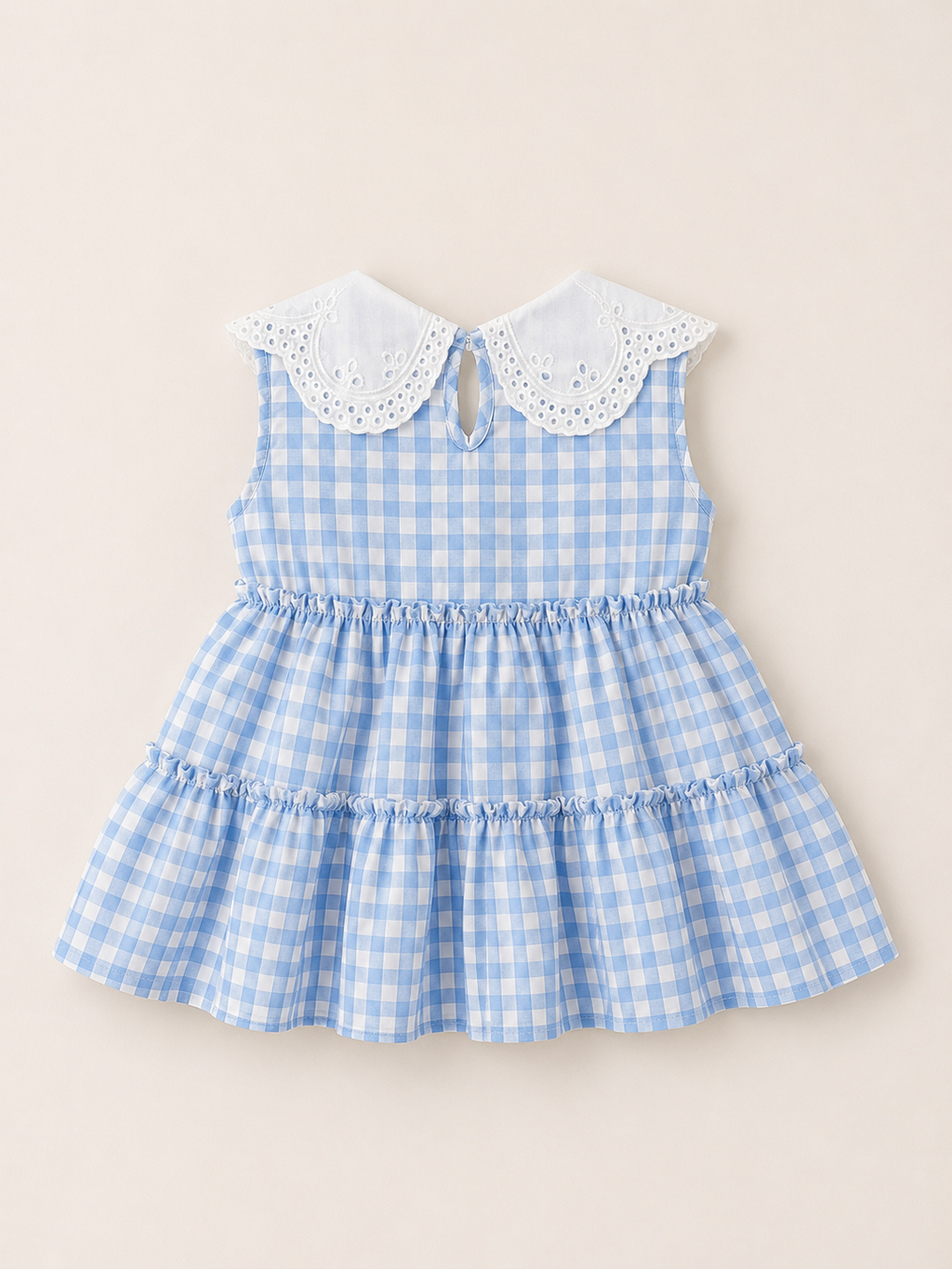 Strawberry Gingham Summer Dress - Blue