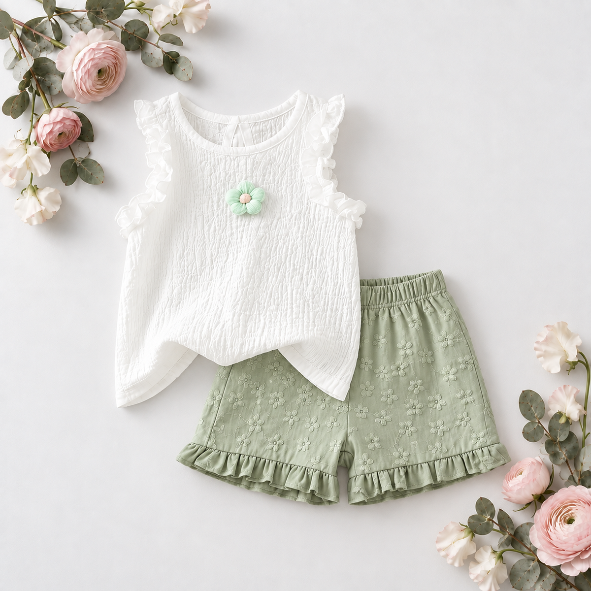 Floral Frill Top & Shorts Set