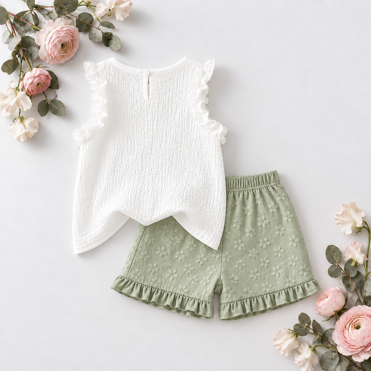 Floral Frill Top & Shorts Set