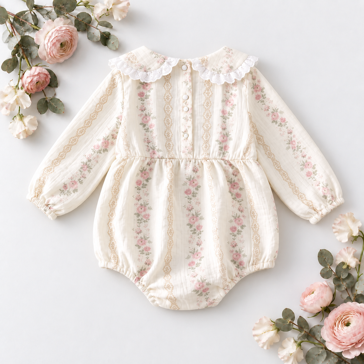 Vintage Floral Lace Romper