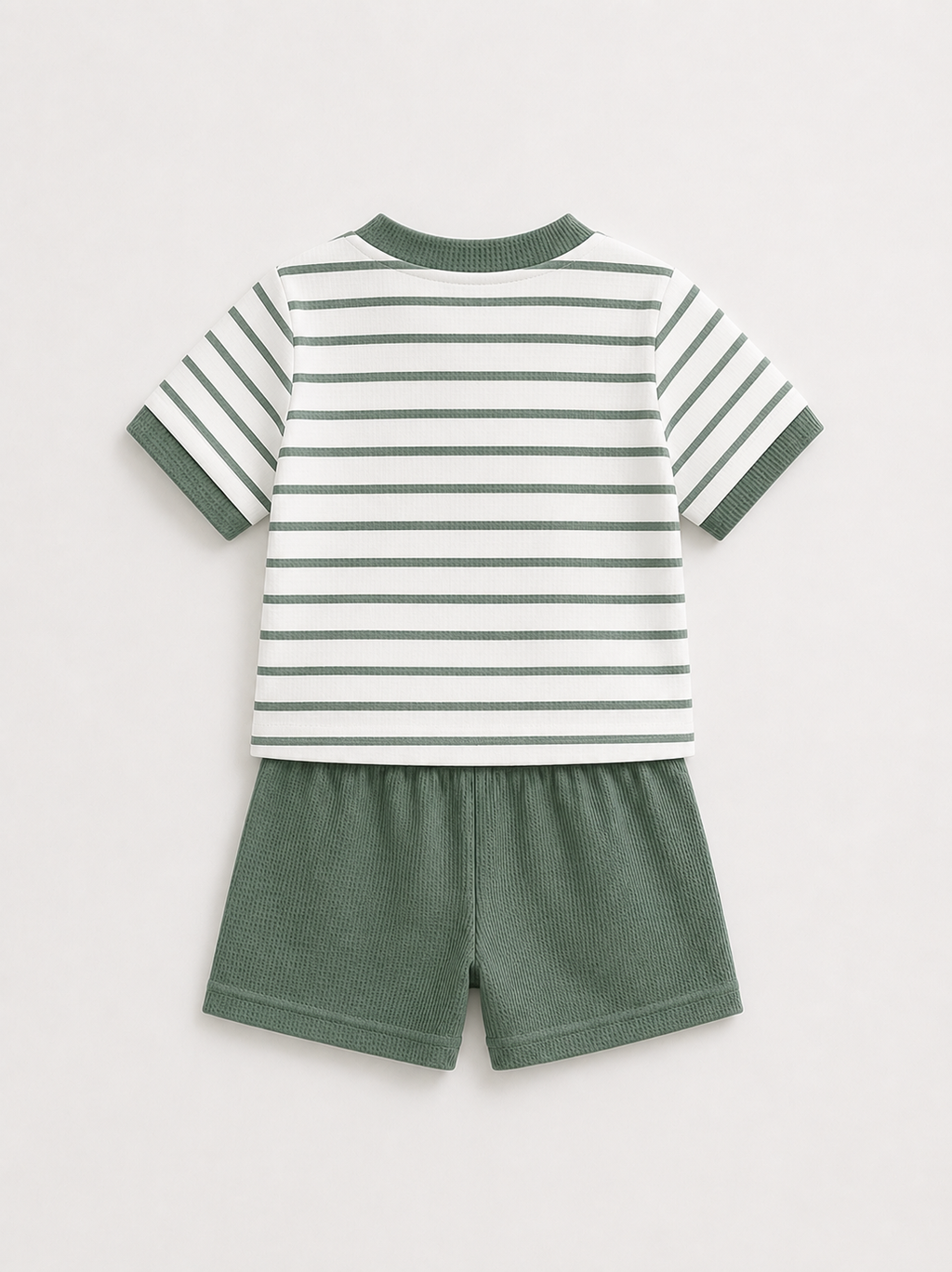 Stripe Waffle Knit Shorts Set