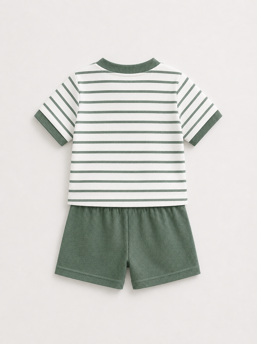 Stripe Waffle Knit Shorts Set
