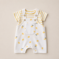 Lemon Waffle Dungaree Set