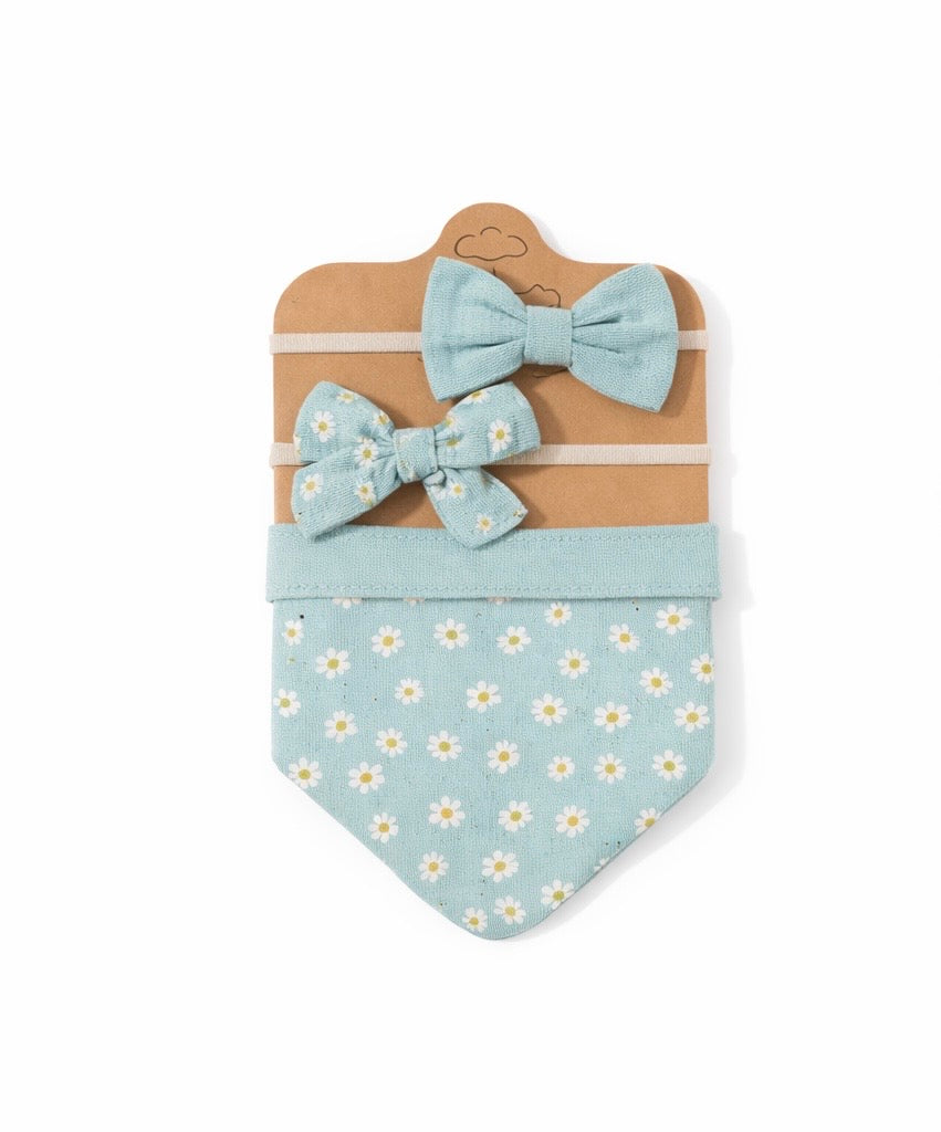 Floral Bib & Bow Set