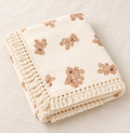 Twin Bears Fringed Cotton Blanket