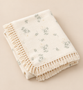 Floral Fringed Cotton Blanket