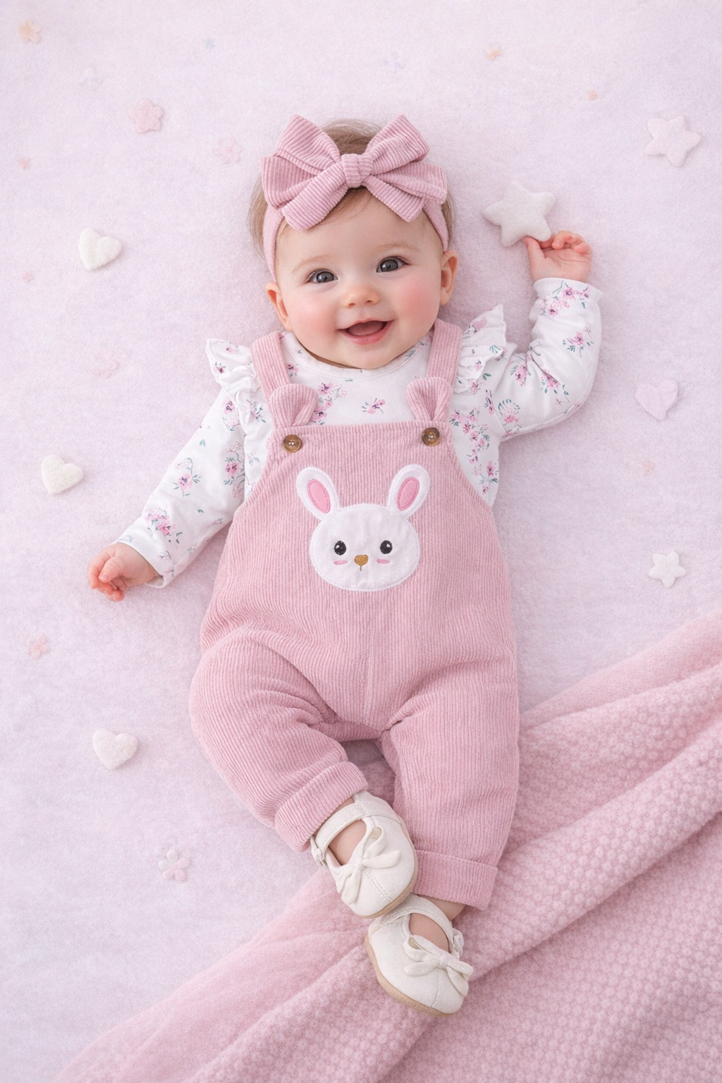 Blush Bunny Corduroy Dungaree Set