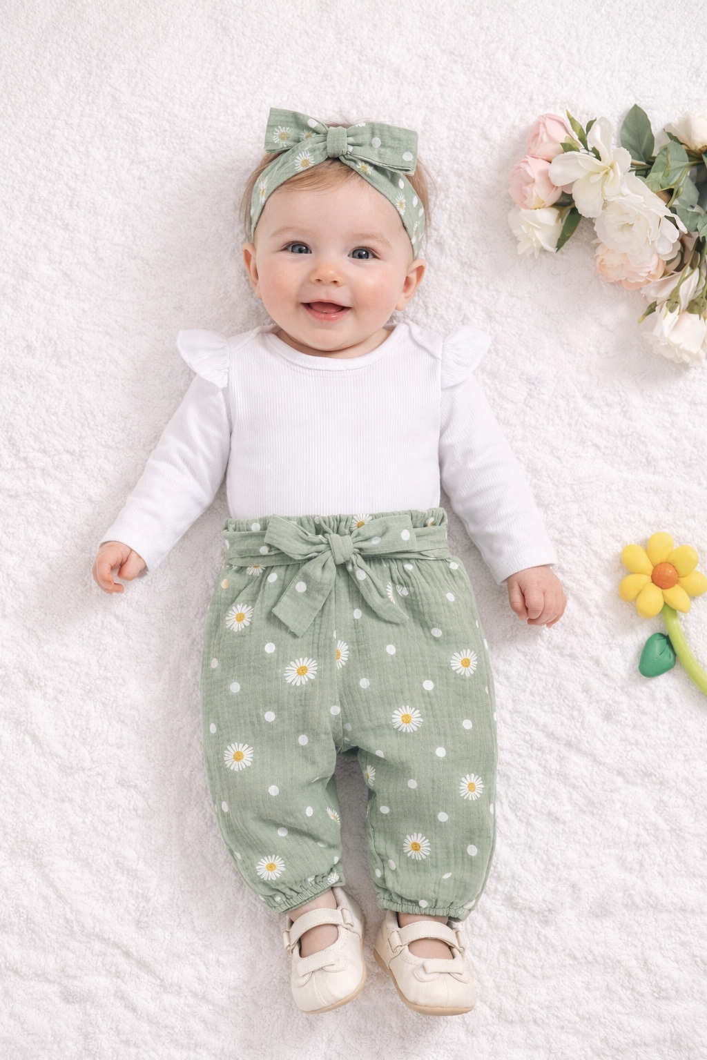 Daisy Print Outfit Set & Headband