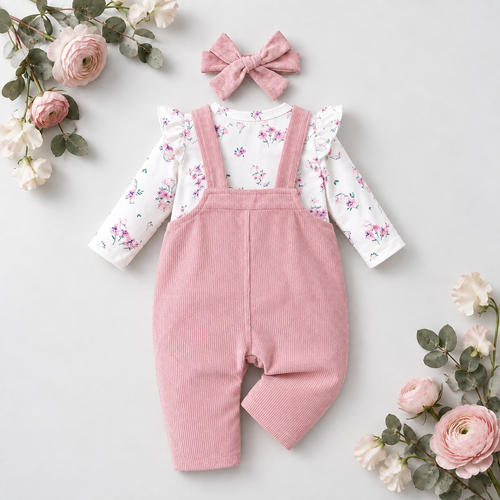 Blush Bunny Corduroy Dungaree Set