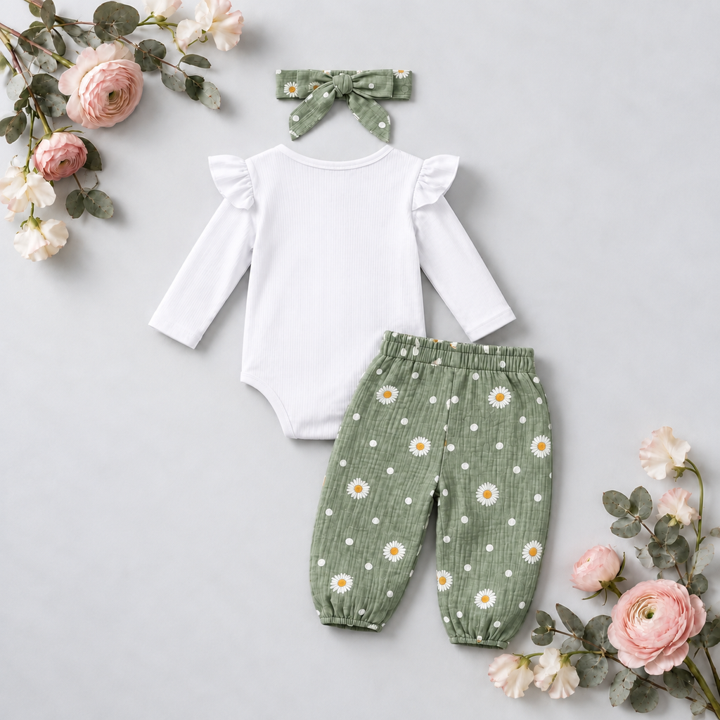 Daisy Print Outfit Set & Headband